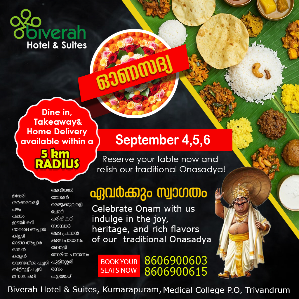 Onam Sadya at Biverah Hotel & Suites